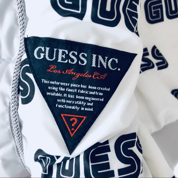 Silver Guess Logo Quilted Puffer Jacket - Picture 7 of 9